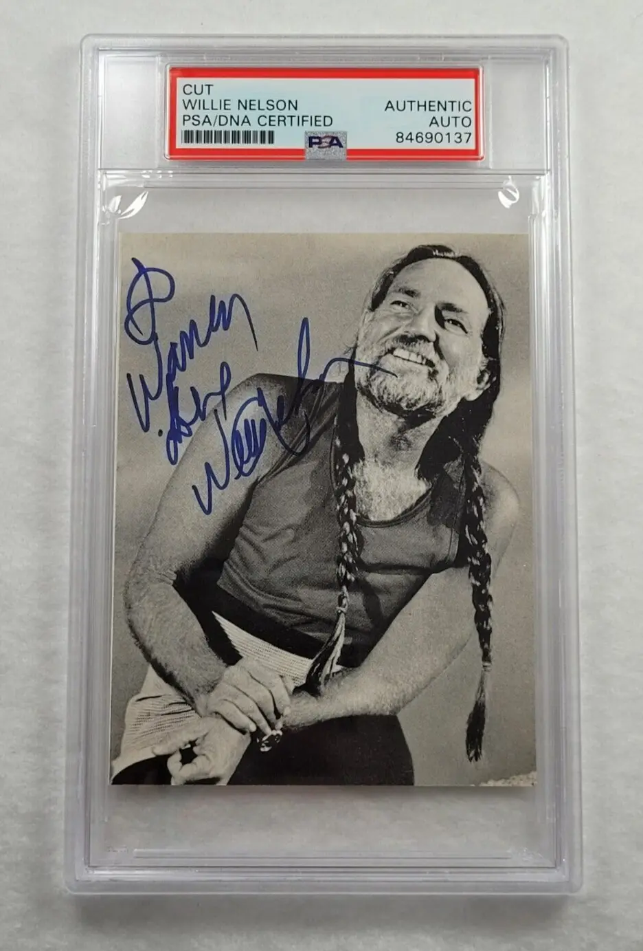 Rare Early Willie Nelson Cut Signature-music Icon-psa Slabbed
