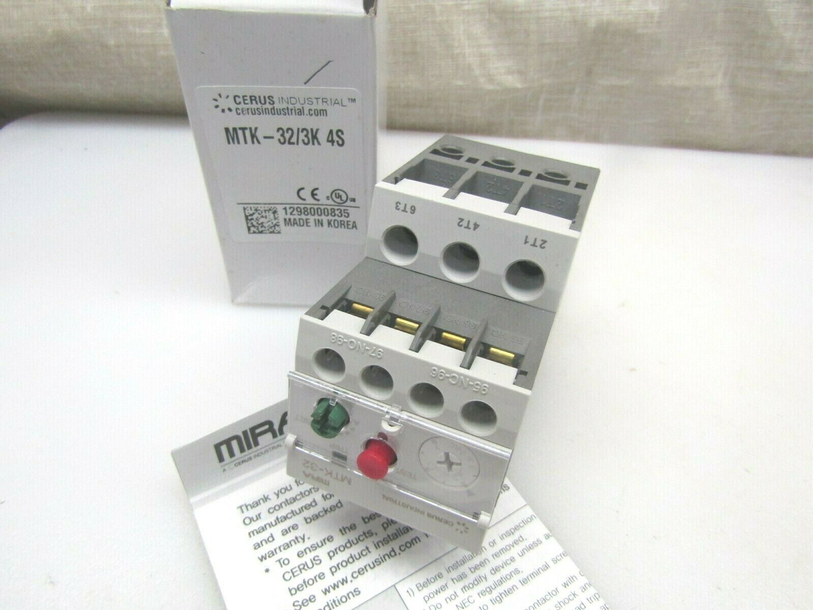 Cerus Mira Mtk-32/3k 4s Thermal Overload Relay Adjustable 2.5 - 4a  New