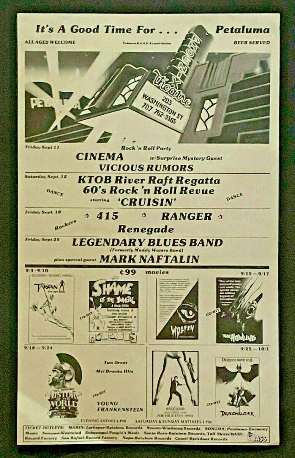 BLUES Late Fillmore Era Concert Handbill Flyer Phoenix Theatre Petaluma CA 1981