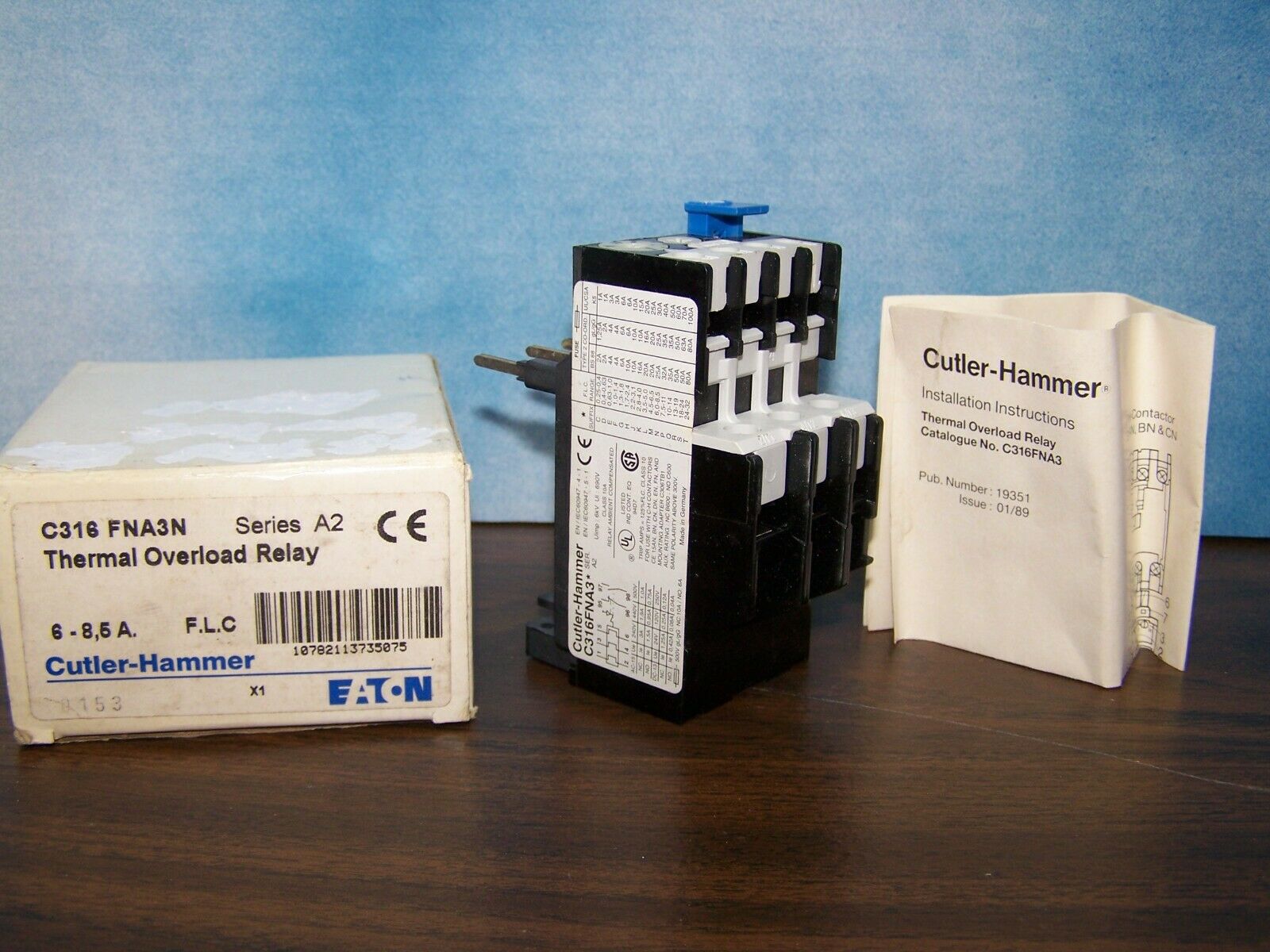 Cutler-hammer Eaton C316 Fna3n series A2  Thermal Overload Relay 6-8, 5a.  Nos