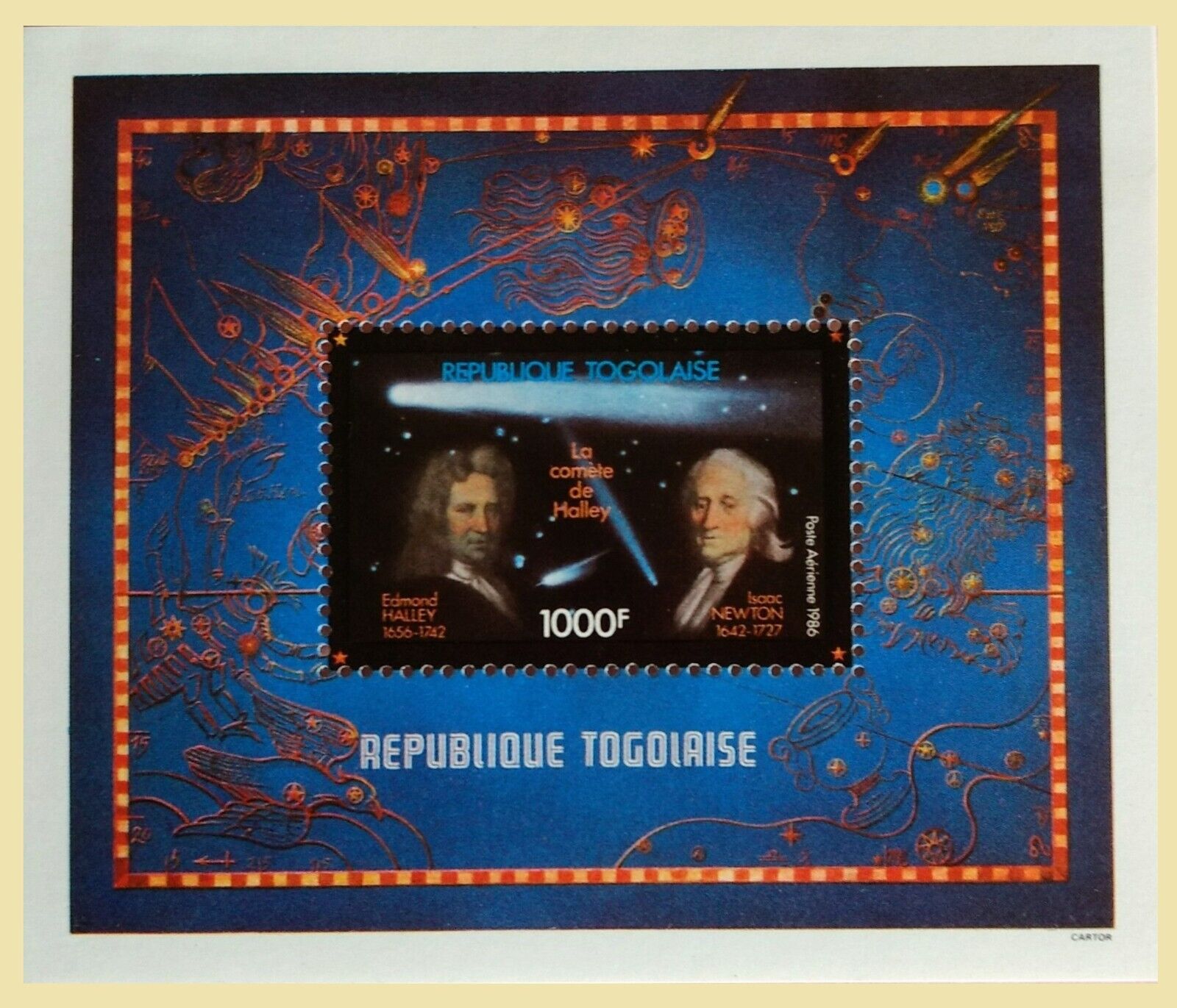 115.TOGO 1986 STAMP M/S HALLEY'S COMET , SPACE , ISSAC NEWTON . MNH