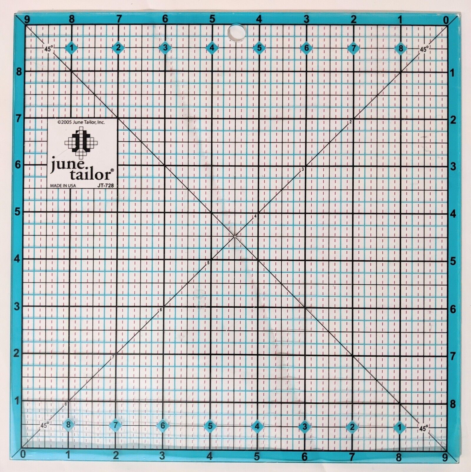 2005 June Tailor Quilting Ruler Jt-728 Made In Usa 9"