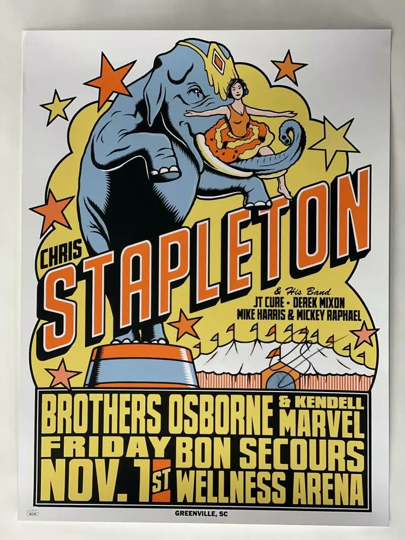 Chris Stapleton Signed Autograph 18x24 Concert Tour Poster - Greenville Sc Jsa