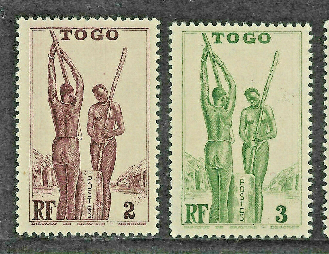 Togo 2 Old French Colonials #270 - 271 Mint Never Hinged Tribal Nude Stamps 1945