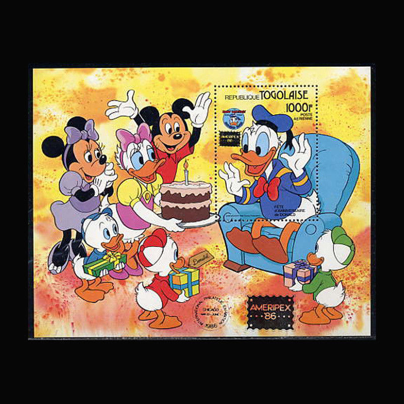 Togo, Sc #c553, Mnh, 1986, S/s, Disney, Donald's Birthday