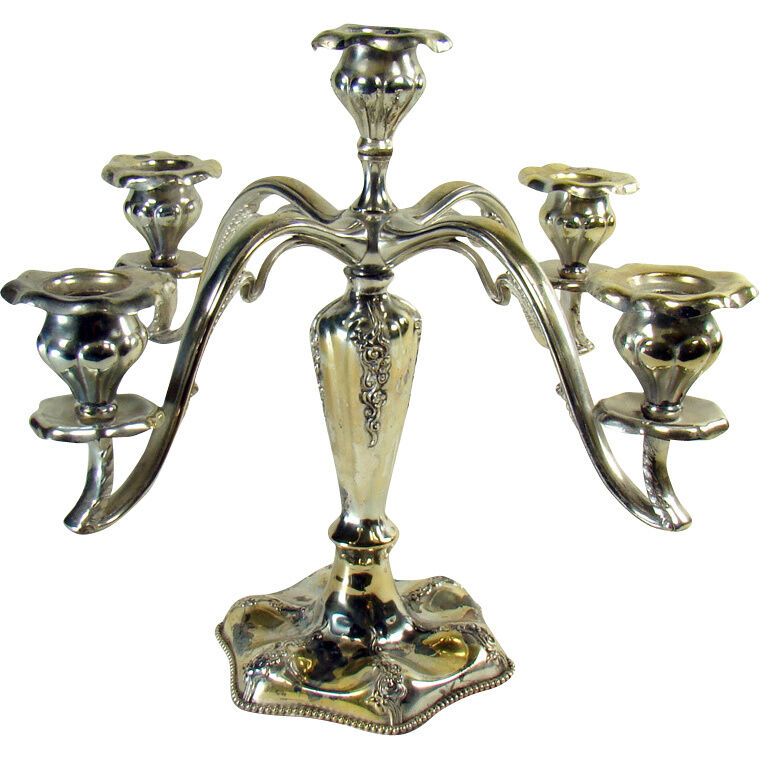 Silver Plated Candelabra with Five Candle Inserts - Art Nouveau - 1880's