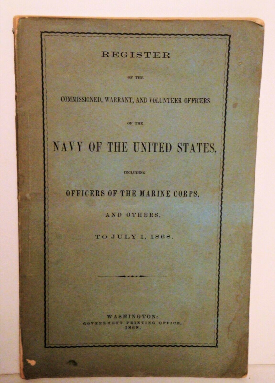 1868 Register Book-us Navy/marine Corps Usmc-admiral David Farragut-civil War