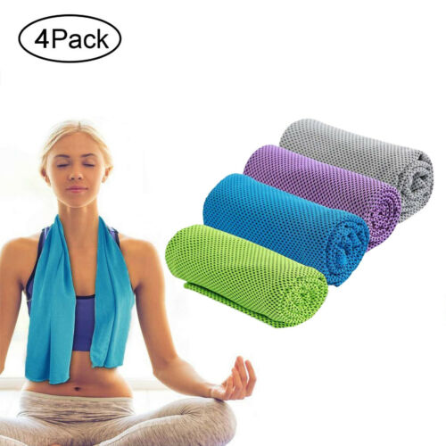 4 Pack Ice Cold Instant Cooling Towel Running Jogging Gym Chilly Pad Sports Yoga