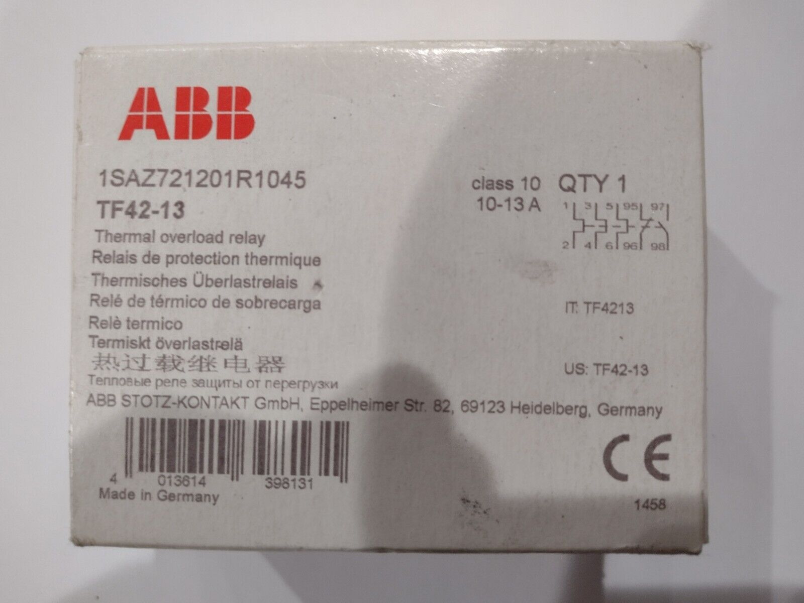 ABB TF42-13 Thermal Overload Relay, 1SAZ721201R1045