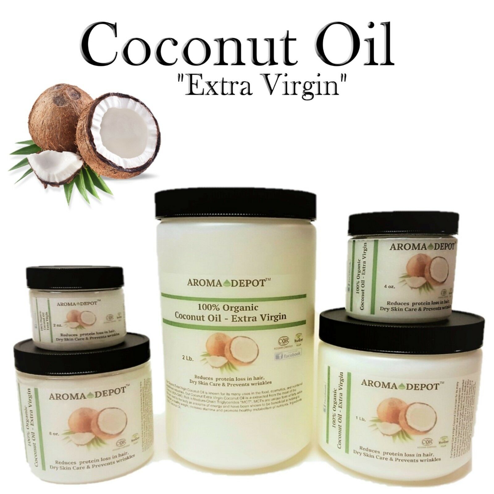 Raw Coconut Oil Extra Virgin Unrefined Pure For Hair 2oz  4 8 16 32 3 Lb