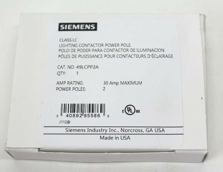 Siemens 49lcpp2a 2 Pole 30 Amp Type Lc Lighting Contactor Power Pole