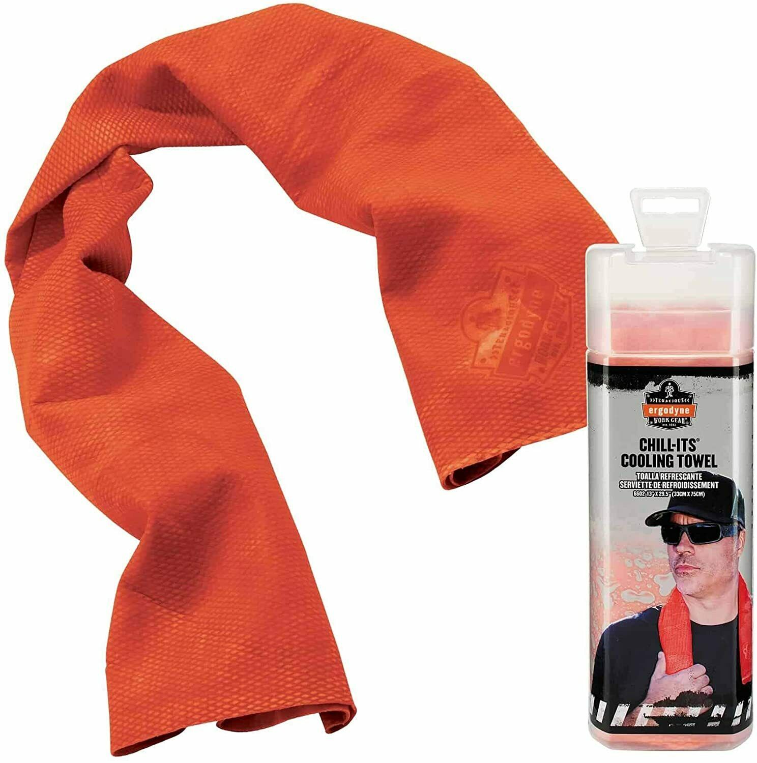 Ergodyne Chill Its 6602 Cooling Towel, Long Lasting Cooling Relief Blue, Orange