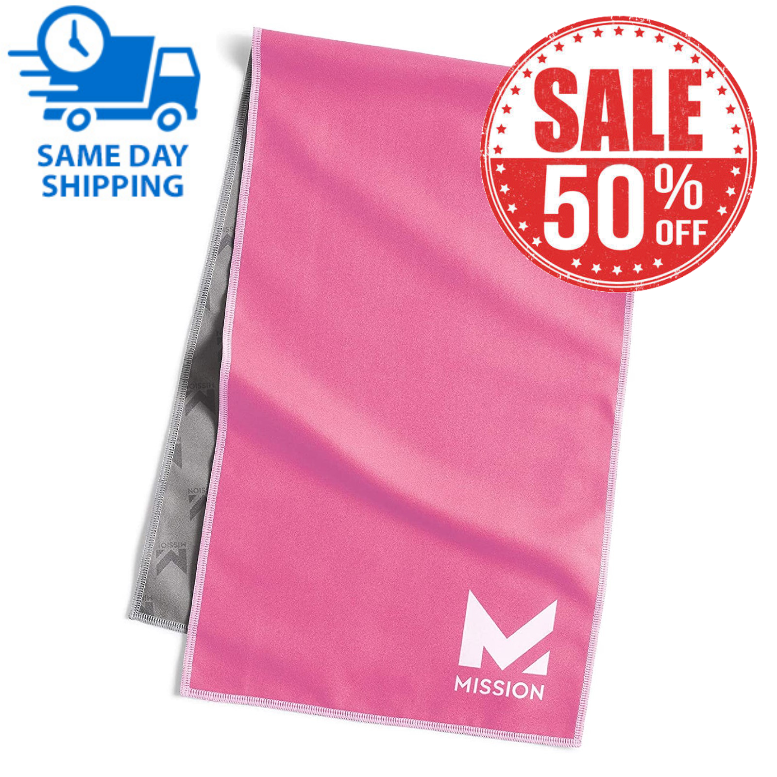Mission Enduracool Microfiber Cooling Towel Neck Face Gaiter Mask Hat Pro Pink
