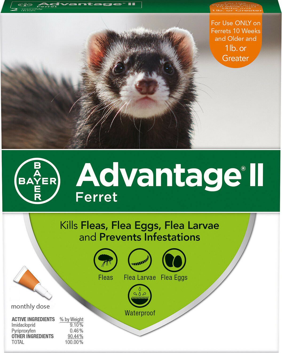 Verified ● Advantage II Flea Treatment for Ferrets (>1 lb) - 1 dose