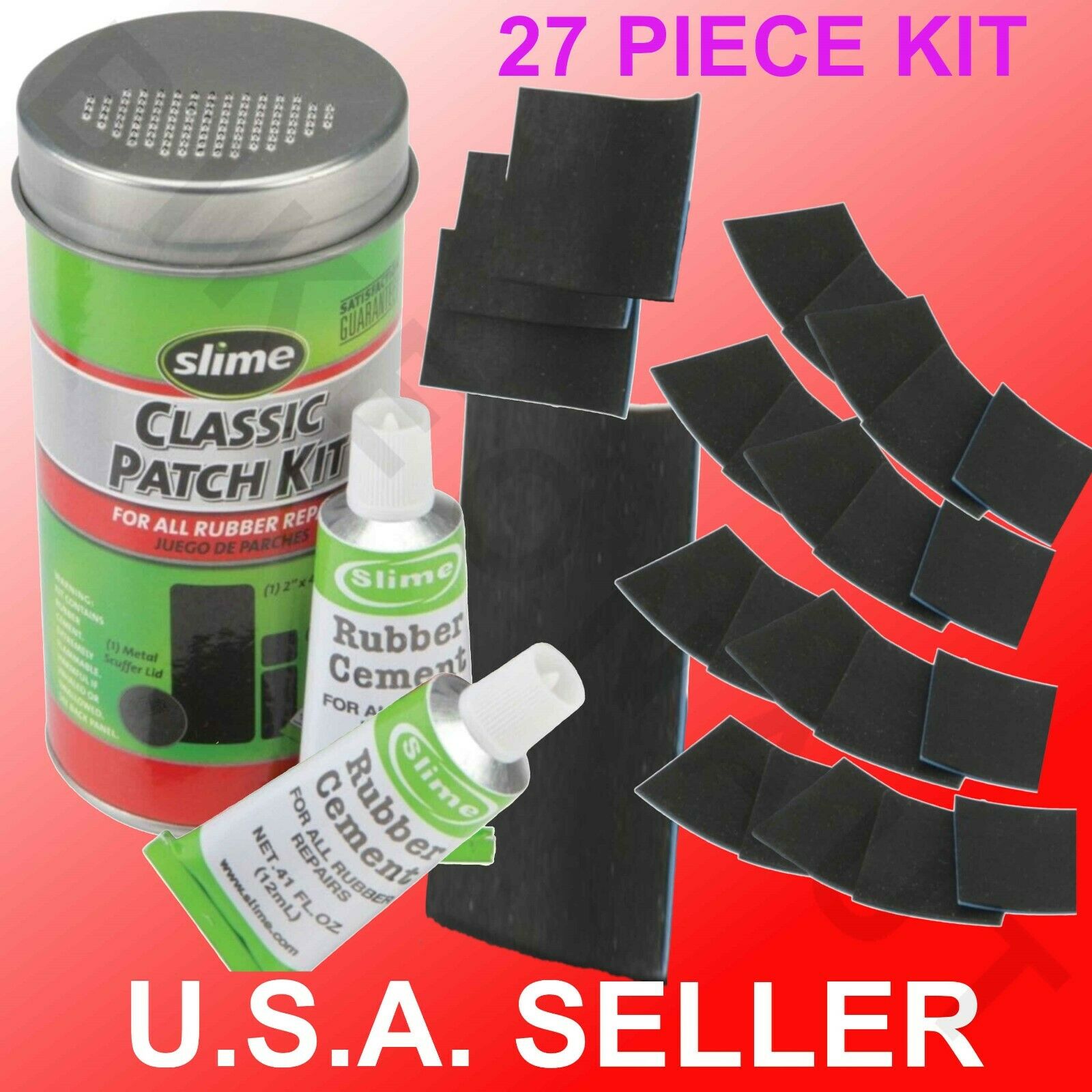 Bike Atv Flat Tire Puncture Repair Kit Bicycle Inner Tube Patch Rubber Cement