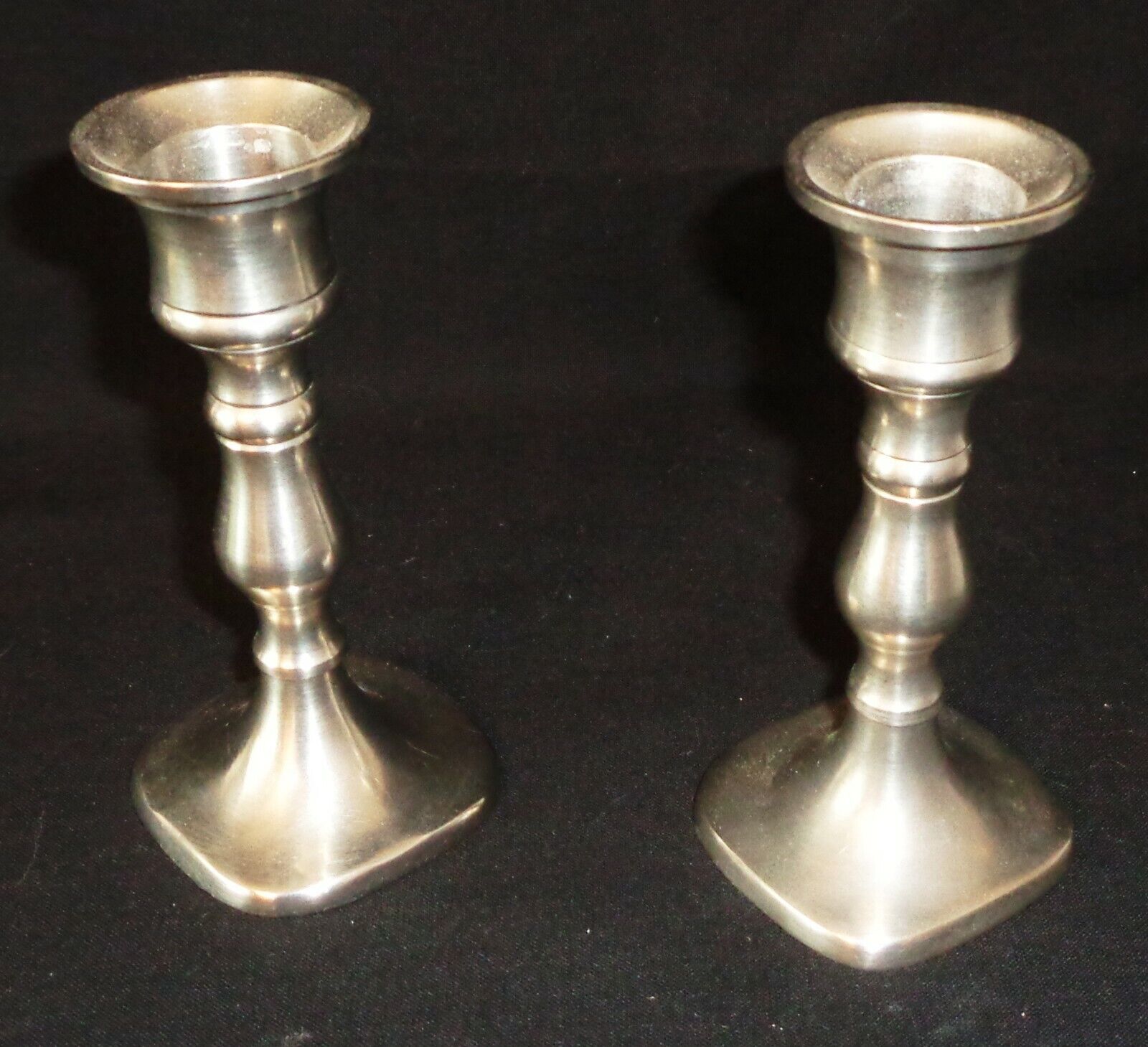Candle Sticks/holders (2) Silver Plate 4 1/2" Tall Square Base