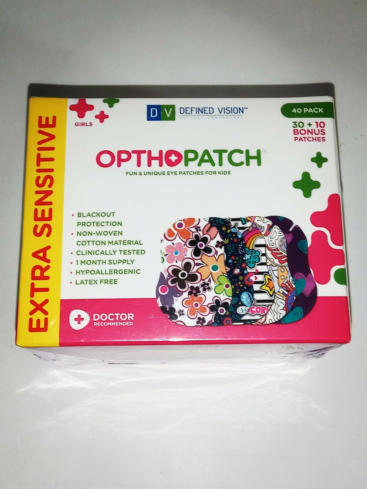 Defined Vision Opthopatch Girls Fun & Unique Eye Patches - 1 Month Supply (40)