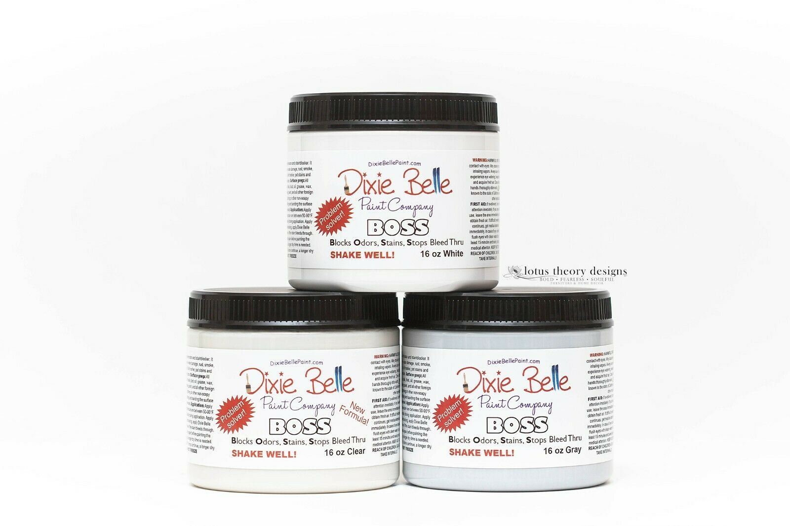 Dixie Belle Boss, White Clear Gray, 8 16 32oz Free Shipping Orders > $35
