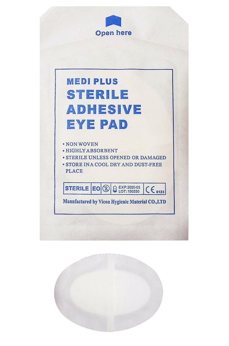 Medi Plus Adhesive Oval-Shaped Eye Pad Protection IFAK EMT EMS First Aid