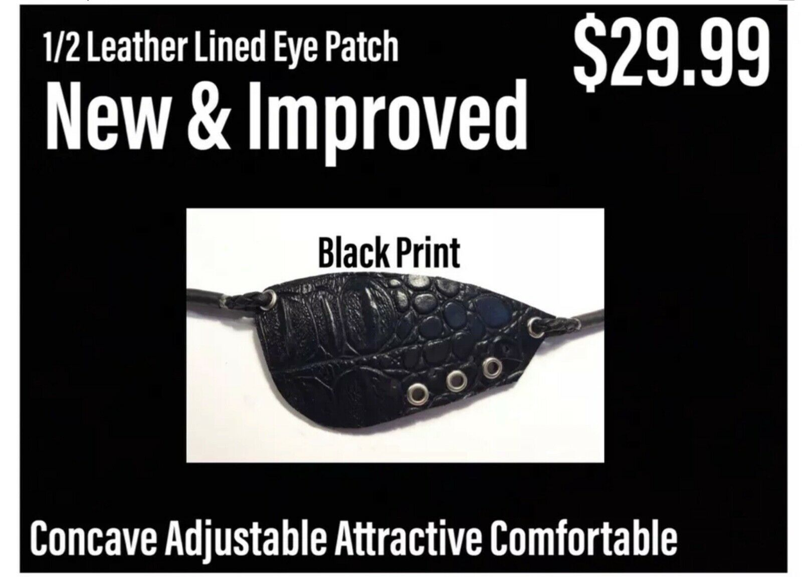 Black Print - Leather Lined Patch at Eye Patches R Us - C.O.A. - Crenshaw Cut