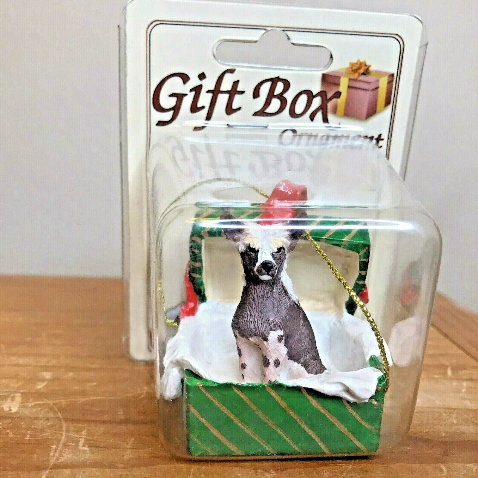 Chinese Crested Christmas Ornament Gift Box Hairless Dog New Gift